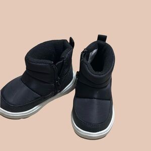 Cat & Jack Black Boots with Velcro Strap and Padded Ankle